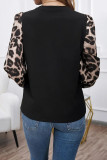 Leopard Print Round Neck Long Sleeved Shirt
