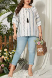 Large Size Cotton Linen Elbow Sleeve Shirt