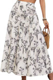 Plus Size Apricot Boho Floral Tiered Maxi Skirt