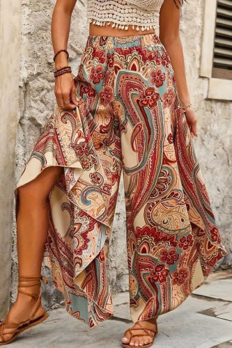 Bohemian Patterned Oversized Wide Leg Pants