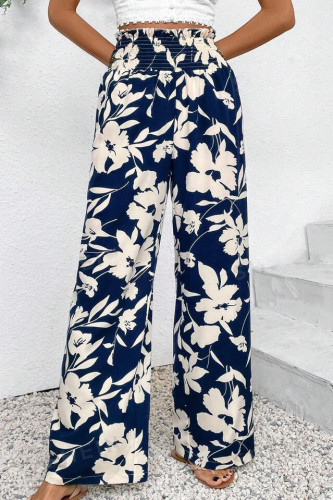 High Waisted Flower Printed Wide Leg Pants