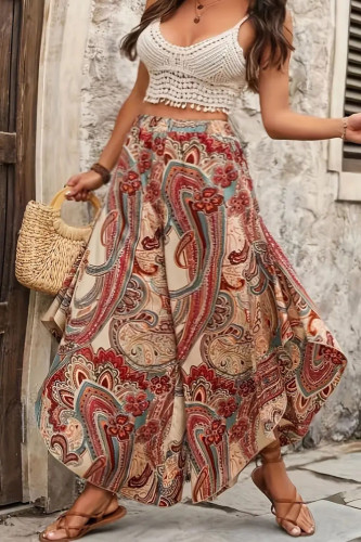 Bohemian Patterned Oversized Wide Leg Pants