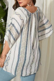 Large Size Cotton Linen Elbow Sleeve Shirt