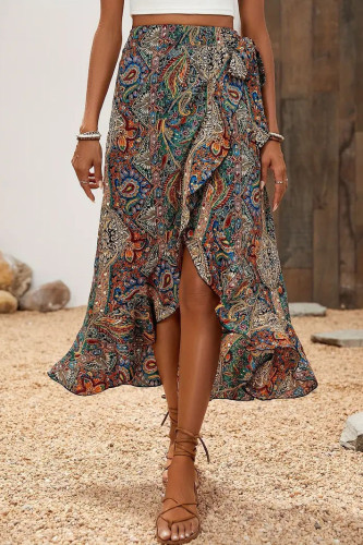 Bohemian Ruffled High Waisted Short Skirt