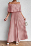 Plus Size One Shoulder Pleated Short Sleeve Dress