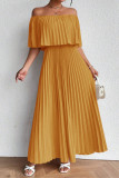 Plus Size One Shoulder Pleated Short Sleeve Dress