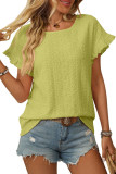 Round Neck Lotus Leaf Short Sleeved T-Shirt