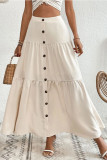 Casual Elastic Waist Long Cake Skirt