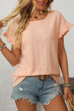 Round Neck Lotus Leaf Short Sleeved T-Shirt