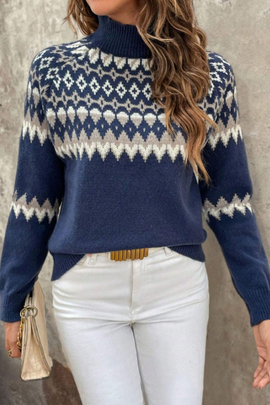 Half High Neck Versatile Knitted Sweater