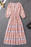 Bohemian High Waisted Short Sleeve Dress