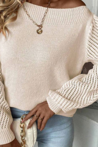 Long Sleeved One Shoulder Knitted Sweater