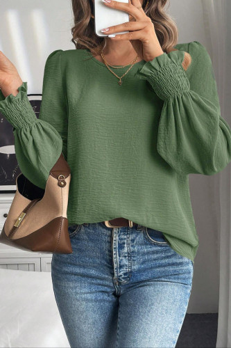 Round Neck Ruffled Long Sleeved Shirt