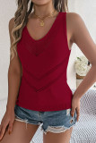 V-Neck Hollowed Out Sleeveless Knitted Sweater