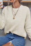 Round Neck Solid Color Versatile Knitted Sweater