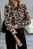 Leopard Print Lapel Long Sleeved Shirt
