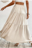 Casual Elastic Waist Long Cake Skirt