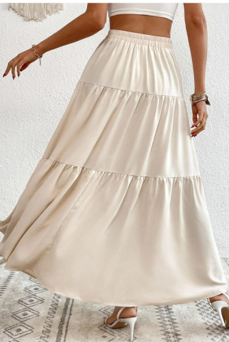 Casual Elastic Waist Long Cake Skirt