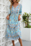 Bohemian High Waisted Short Sleeve Dress