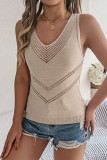V-Neck Hollowed Out Sleeveless Knitted Sweater