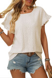 Round Neck Lotus Leaf Short Sleeved T-Shirt