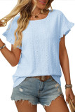 Round Neck Lotus Leaf Short Sleeved T-Shirt
