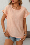 Round Neck Lotus Leaf Short Sleeved T-Shirt