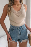 V-Neck Hollowed Out Sleeveless Knitted Sweater