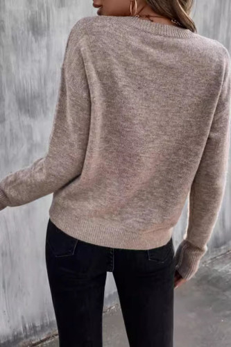 Round Neck Solid Color Versatile Knitted Sweater