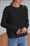 Round Neck Solid Color Versatile Knitted Sweater