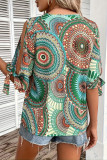 Beach Short Sleeved Printed V-Neck Shirt
