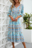 Bohemian High Waisted Short Sleeve Dress