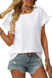 Round Neck Lotus Leaf Short Sleeved T-Shirt