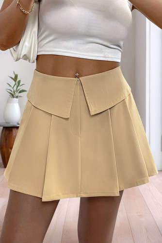 Ins Style Solid Color Pleated Skirt