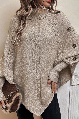 High Neck Button Bat Long Sleeved Shirt