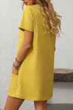 Square Neck Short Sleeved Pocket Dress