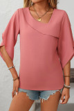 V-Neck Floral Bud Sleeve Chiffon Shirt