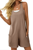 U-Neck Solid Color Sleeveless Jumpsuit