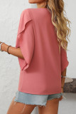 V-Neck Floral Bud Sleeve Chiffon Shirt
