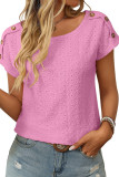 Solid Color Round Neck Short Sleeved T-Shirt