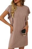 Twisted Stripe Ruffle Sleeve Round Neck Mini Dress