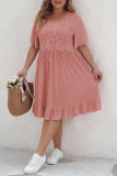 Large Size Fringe Design Round Neck Dress