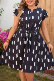 Large Size Diamond Print Short Sleeved Dress