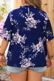 Large Size Lace Hollow Printed Shirt
