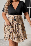 V-Neck Short Sleeved Pleated Dress