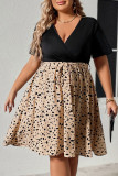 V-Neck Short Sleeved Pleated Dress