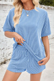 Short Sleeved Drawstring Shorts Two-Piece Set