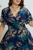 Summer V-Neck Slimming Short Sleeve Dress