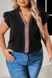 Large Size V-Neck Lace Loose Shirt