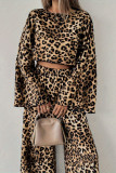 Leopard Print Long Sleeved Pants Two-Piece Set